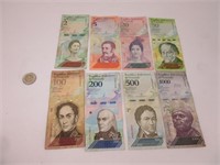8 billets de banque du Venezuela