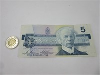 Billet 5$ Canada 1986