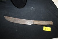 WOODEN HANDLE OLD BUTCHER KNIFE