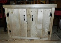 Primitive Oak Barn Wood Cabinet.