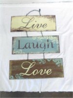 3 level metal hanging sign "Live, Laugh, Love"