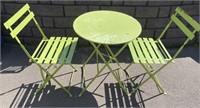 VINTAGE METAL DECK CAFE TABLE AND CHAIRS FOLDING