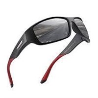 Small Pukclar Sunglasses Black with Red Trim