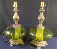 Vintage Green glass lamps