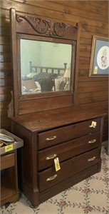 Wood 3 Drawer Dresser (42" x 21" x 31") w/ Mirror