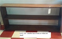 short two tier wooden bookcase or what not shelf