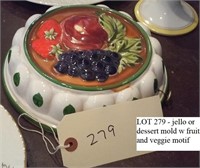 Jello or dessert mold w fruit veggie motif