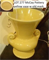 McCoy pottery yellow vase w old mark
