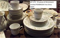 35 pc of china dinnerware marked Pembrook Japan