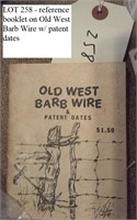 reference booklet Old West Barb Wire w pat dates