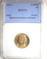 1951-D Nickel MS67 FS LISTS $3150