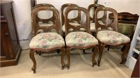 6  Balloon Back Chairs with Floral Seats