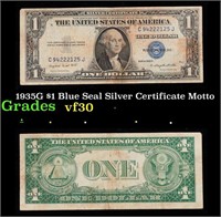 1935G $1 Blue Seal Silver Certificate Grades vf++