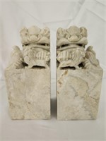 Vintage Marble Asian Foo Dog Bookends
