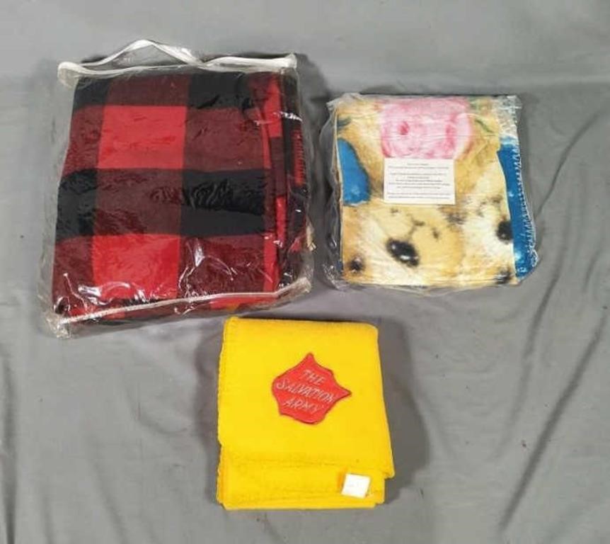 3 Throws, 1 Red Checkered, 1 Salvation Army,
