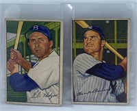 1952 Bowman Cards Gil Hodges and Hank Bauer