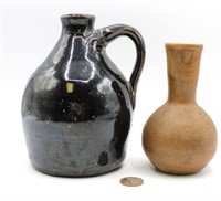 Brown Pottery Jug & Art Pottery Vase W.J. Gordy