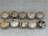 90% Silver Dimes - Lot of 10