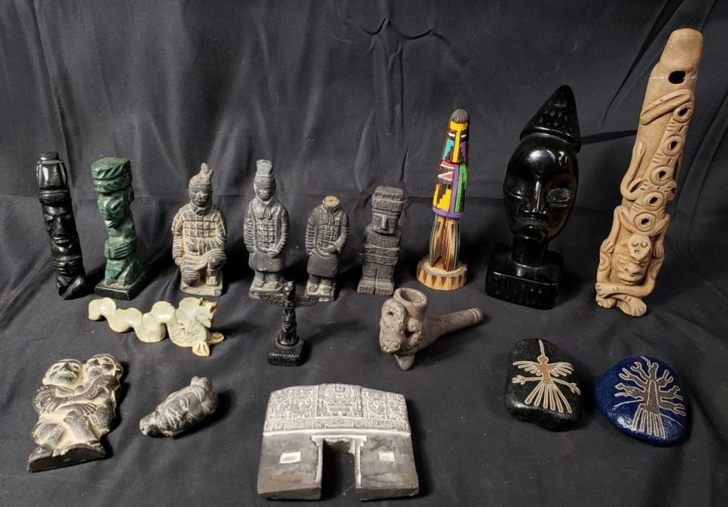 Group of stone and ceramic figures