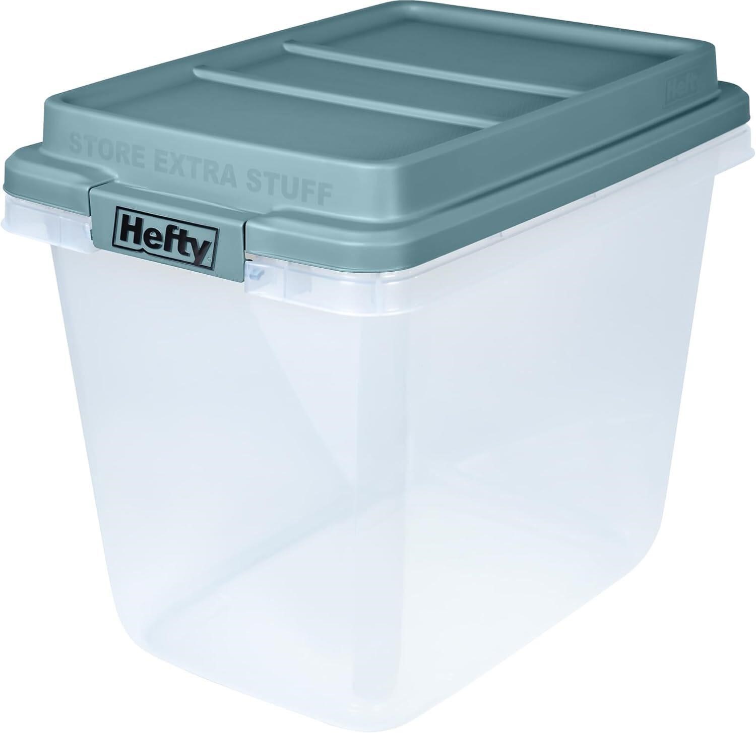 Hefty 32 Qt. Bin  Gray/Clear  6/Pk