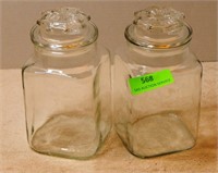 2 glass containers with lids 9.5"