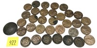 Lot, Indian and wheat cents, 34 pcs.