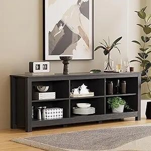 Black TV Stand for 65/75 Inch TV, Entertainment Ce