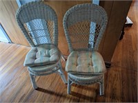 2 White Wicker Chairs