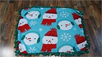 Snowman Tie Blanket 53" x 40"