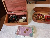 2 Vintage Wood Jewelry / Dresser Boxes & some