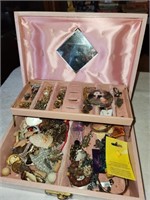 Vintage Jewelry Box w/ Costume Jewelry