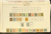 Tunisia Stamps Used and Mint hinged on old pages,