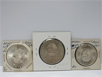 1947, 1953, 1957 Mexico 5 Pesos silver