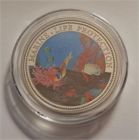 1991 Palau Marine Life Protection Colorized Coin