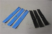 (2) SETS OF 14" AND 17" MOWER BLADES, (3) EACH SET