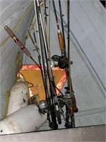Contents of boat, fish finder, poles, gas can
