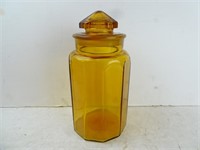 Antique Amber Glass Pyramid Top Lidded Jar 12"