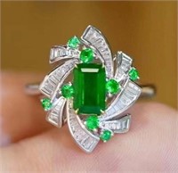 1ct Natural Emerald Ring 18K Gold