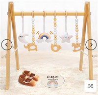 Wooden Baby Play Gym with 6 Toys - Activity Center