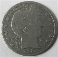 1913 D Barber Half Dollar