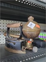 Antique Cast Iron & Brass Steam Iron