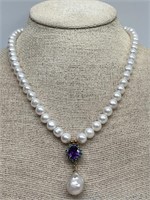 Blue Topaz, Amethyst, Freshwater Pearl, and