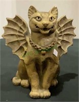 Gargoyle cat made of cement measures 8 inches