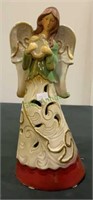 Ceramic angel with harp measuring 12 1/2 inches