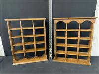 Pair of Wooden Wall Display Shelves