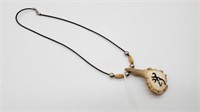 African Deer Necklace Pendant Made from Horn 12"