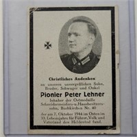3RD REICH GERMAN FALLEN DEATH CARD MOURNING