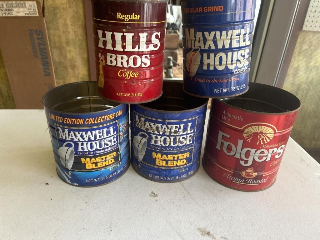 Coffee can- Maxwell houses, Folgers, hills bros