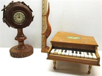 Mini Wood Grand Piano, Wood Decor Clock