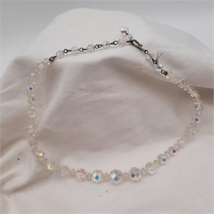 14" Vintage Crystal Clear Aurora Borealis Necklace